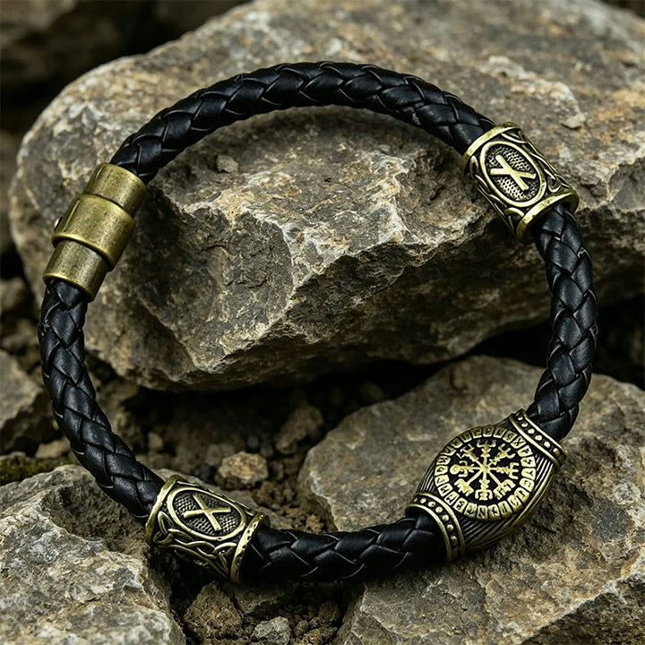 WorldNorse Viking Vegvisir Compass Rune Carve Bracelet - Bronze - 25 cm - image 2