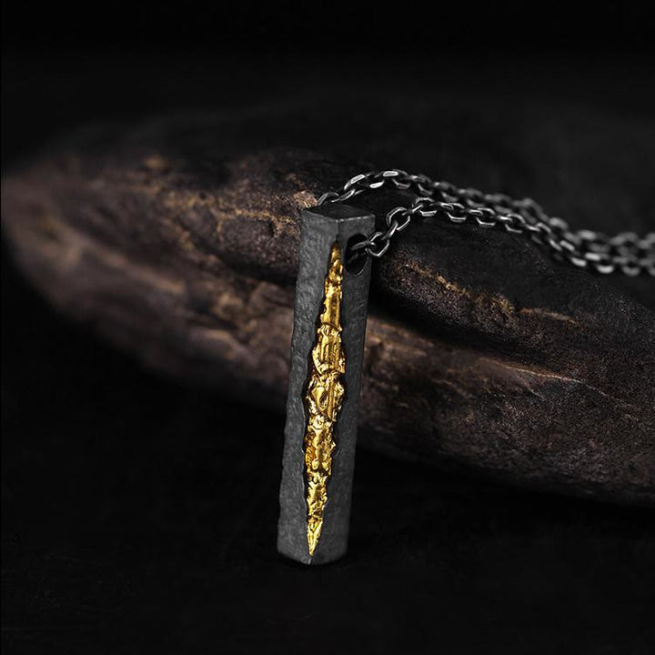 WorldNorse Handgefertigte Halskette aus 999er Silber mit Crack-Gold-Effekt - image 4