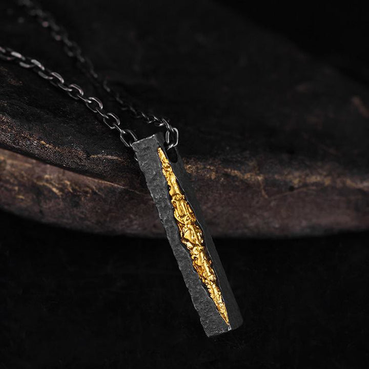 WorldNorse Handgefertigte Halskette aus 999er Silber mit Crack-Gold-Effekt - image 5