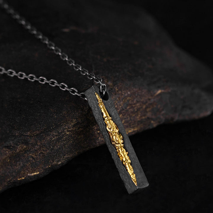 WorldNorse Handgefertigte Halskette aus 999er Silber mit Crack-Gold-Effekt - image 6
