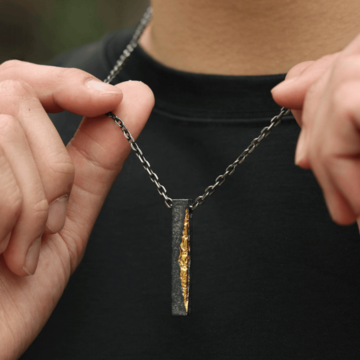 WorldNorse Handgefertigte Halskette aus 999er Silber mit Crack-Gold-Effekt - image 8