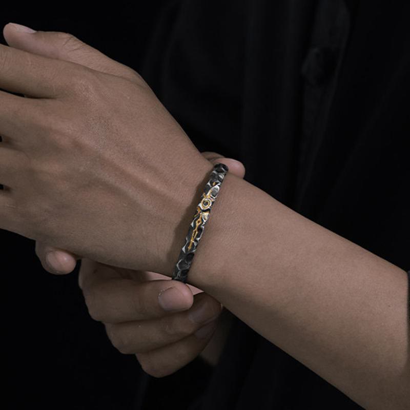 WorldNorse Handgefertigtes Armband aus 925er Silber mit Wunschstein und Struktur - image 8