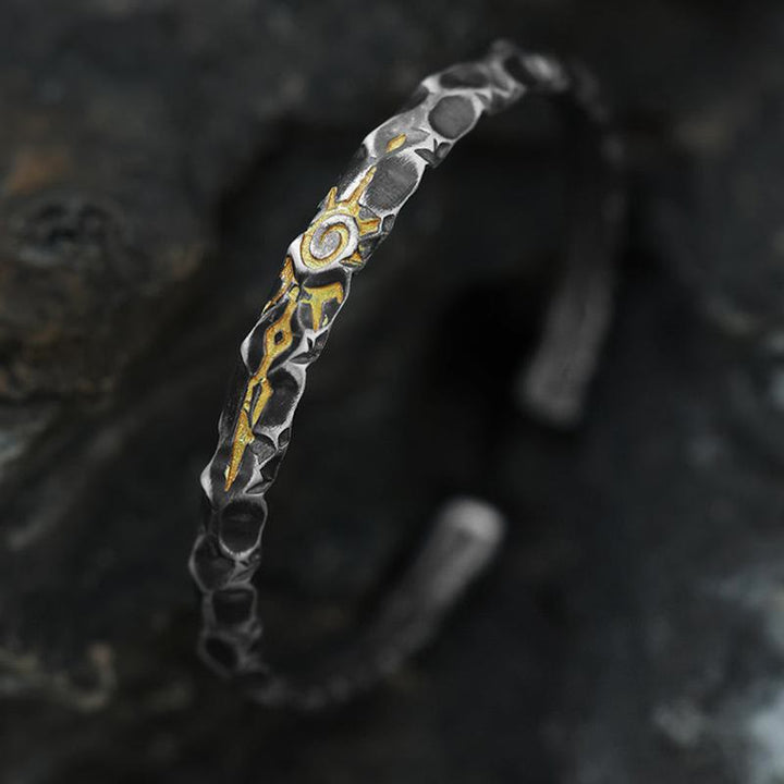 WorldNorse Handgefertigtes Armband aus 925er Silber mit Wunschstein und Struktur - Innenumfang 17-21 cm - image 0