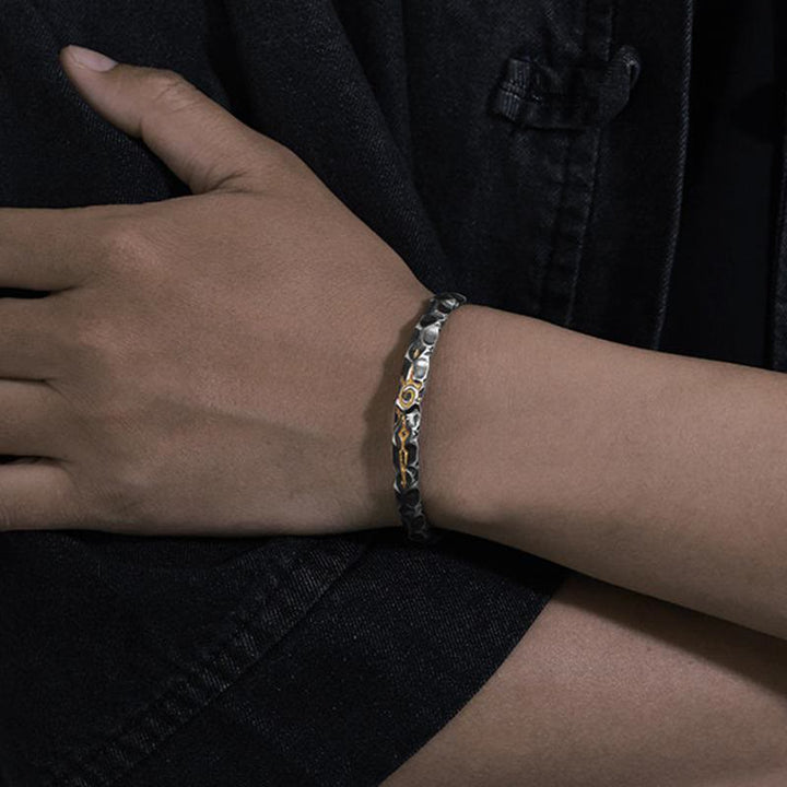 WorldNorse Handgefertigtes Armband aus 925er Silber mit Wunschstein und Struktur - image 1