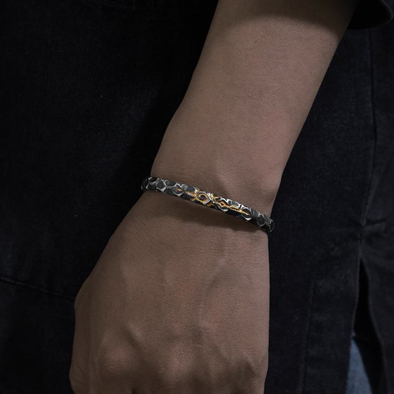 WorldNorse Handgefertigtes Armband aus 925er Silber mit Wunschstein und Struktur - image 7