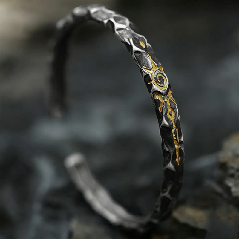 WorldNorse Handgefertigtes Armband aus 925er Silber mit Wunschstein und Struktur - image 2