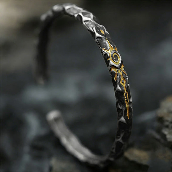 WorldNorse Handgefertigtes Armband aus 925er Silber mit Wunschstein und Struktur - image 2