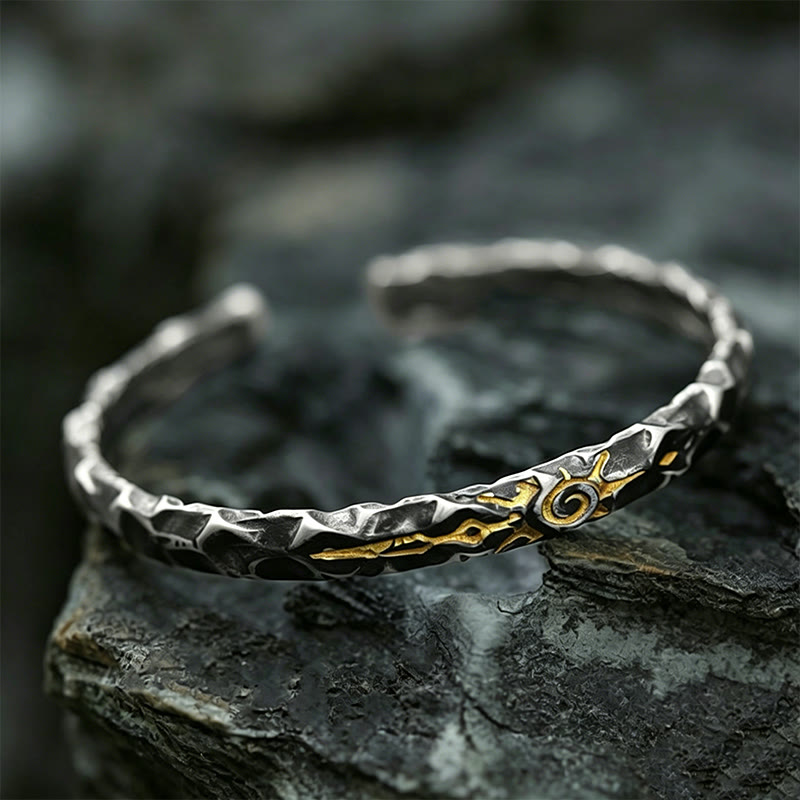 WorldNorse Handgefertigtes Armband aus 925er Silber mit Wunschstein und Struktur - image 5