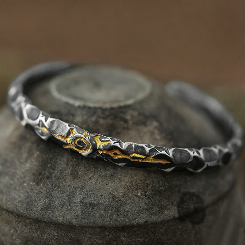WorldNorse Handgefertigtes Armband aus 925er Silber mit Wunschstein und Struktur - image 3