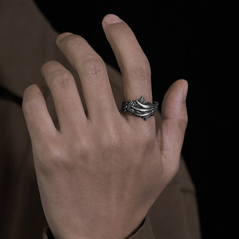 WorldNorse Handgefertigter Ring aus 999er Silber mit geschnitzter Feder und mehreren Lagen - image 5