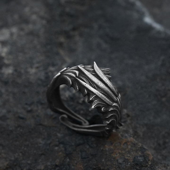 WorldNorse Handgefertigter Ring aus 999er Silber mit geschnitzter Feder und mehreren Lagen - image 3