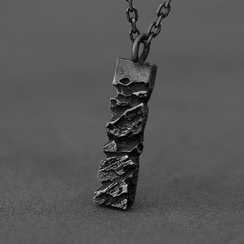Handgefertigte Halskette aus 999er Silber mit rissiger Bergstruktur von WorldNorse - Stil #A - Mit 55 cm langer Kette aus 925er Silber. - NEIN DANKE - image 1