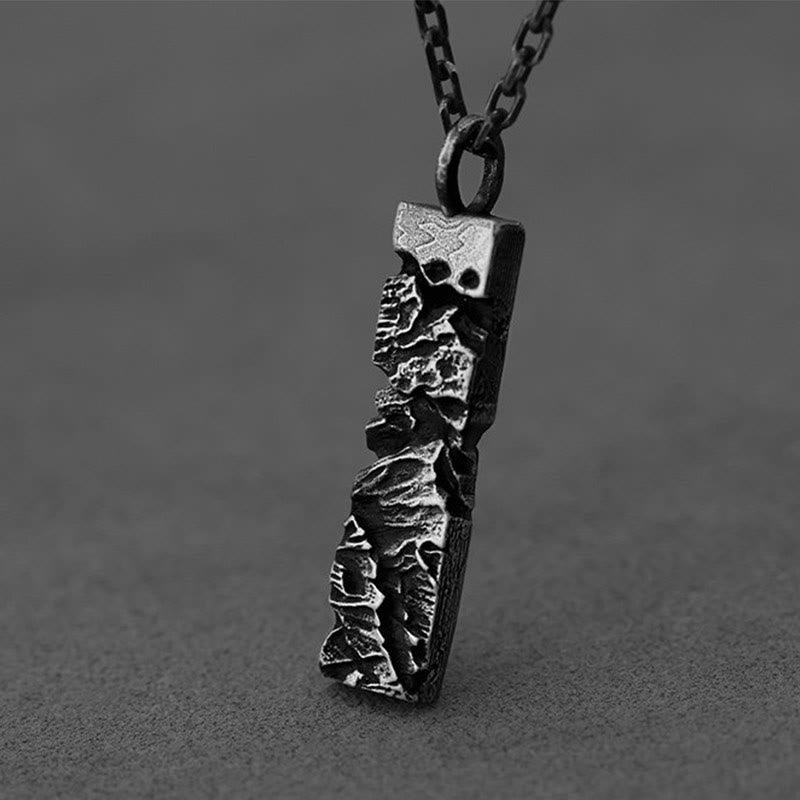 Handgefertigte Halskette aus 999er Silber mit rissiger Bergstruktur von WorldNorse - Stilnummer B - Mit 55 cm langer Kette aus 925er Silber. - NEIN DANKE - image 2