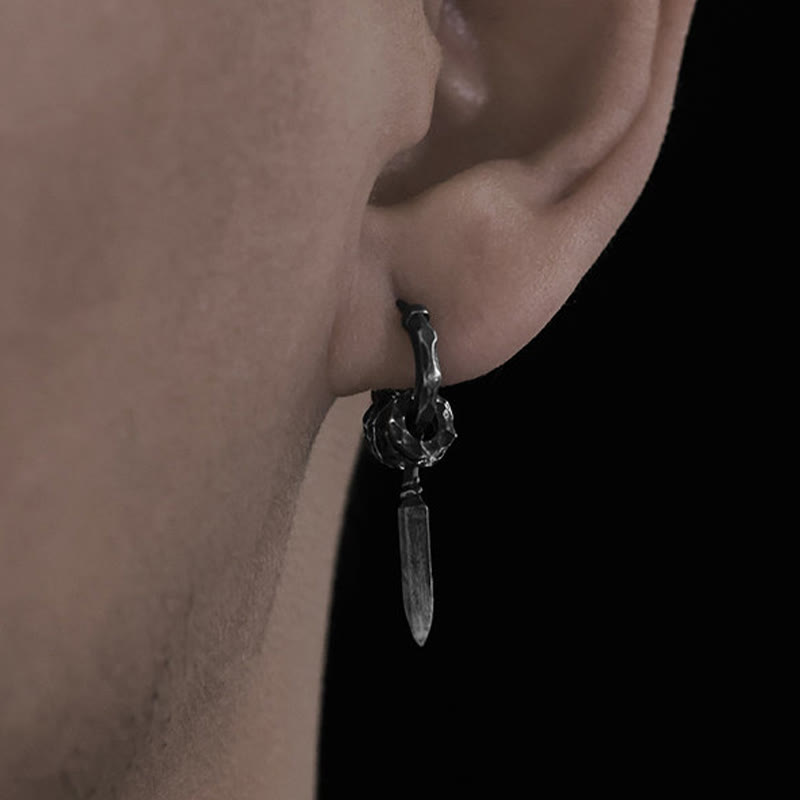 Handgefertigte Ohrringe aus 999er Silber mit Damokles-Schwert-Motiv von WorldNorse - image 8