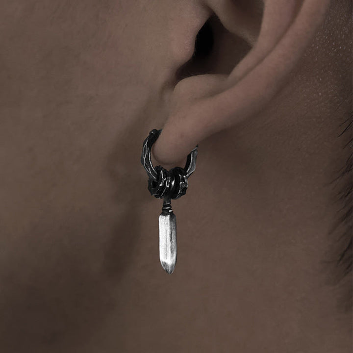 Handgefertigte Ohrringe aus 999er Silber mit Damokles-Schwert-Motiv von WorldNorse - image 6