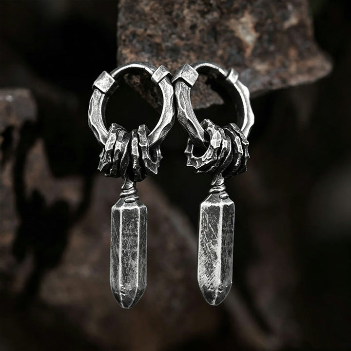 Handgefertigte Ohrringe aus 999er Silber mit Damokles-Schwert-Motiv von WorldNorse - Ein Paar Ohrringe - image 0