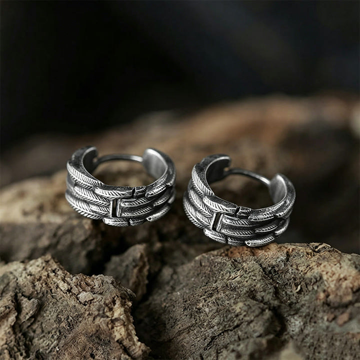 WorldNorse Handgefertigte Ohrringe aus 925er Silber mit mehrlagigem Federmotiv - Ein Paar Ohrringe - image 0
