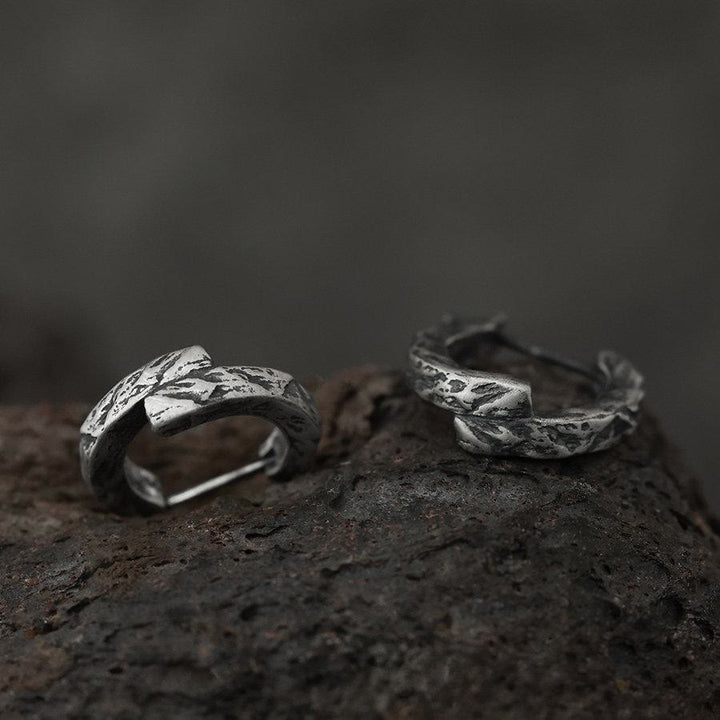 WorldNorse Handgefertigte Ohrringe aus 925er Silber mit Rissmuster - Ein Paar Ohrringe - image 0