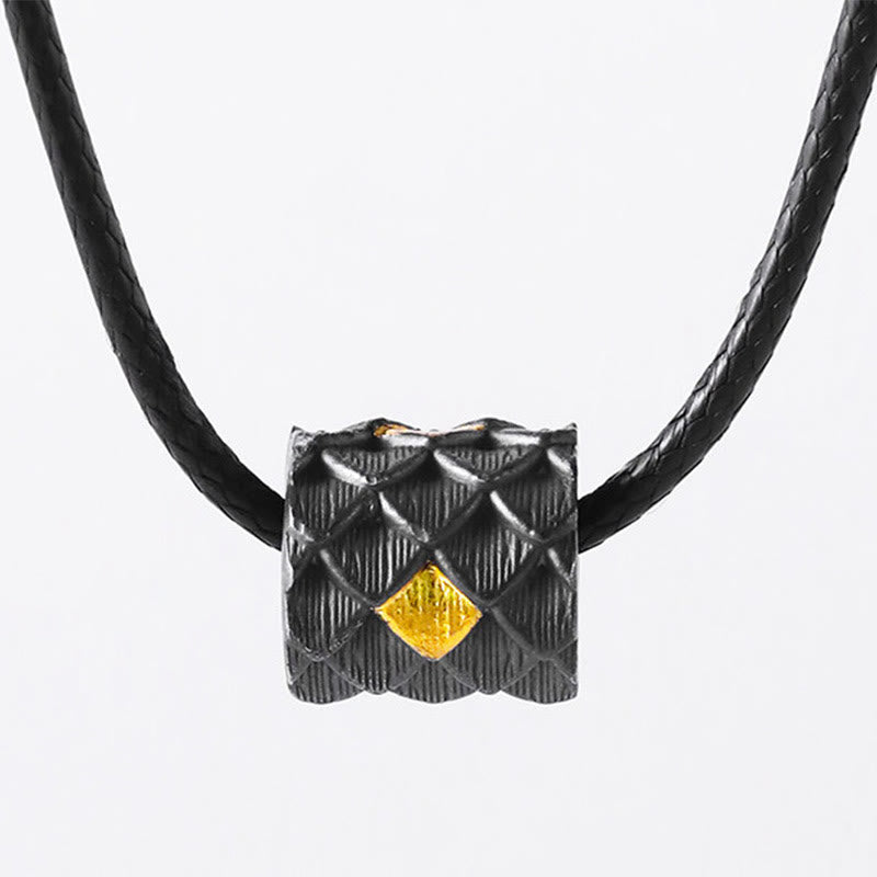 WorldNorse Handgefertigte Halskette aus 999er Silber mit Drachenschuppen-Fassperlen - Mit 55 cm gewachstem Seil - image 2