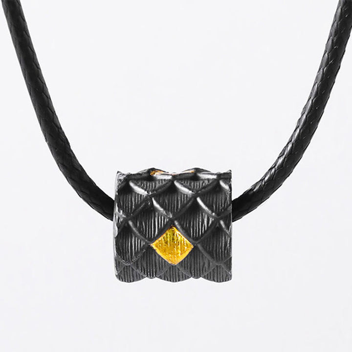 WorldNorse Handgefertigte Halskette aus 999er Silber mit Drachenschuppen-Fassperlen - Mit 55 cm gewachstem Seil - image 2