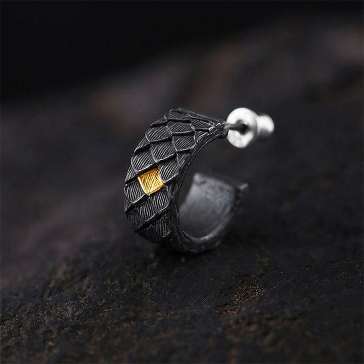 WorldNorse Handgefertigte Ohrringe aus 999er Silber mit Drachenschuppenmuster - image 2