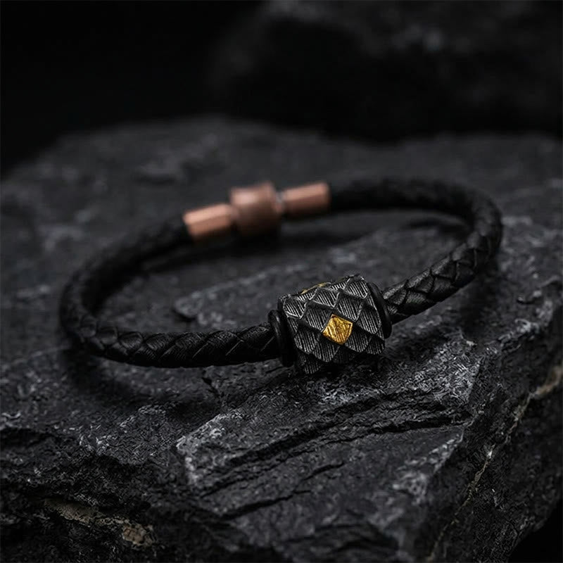 WorldNorse Handgefertigtes Lederarmband aus 999er Silber mit Drachenschuppenmuster - image 2
