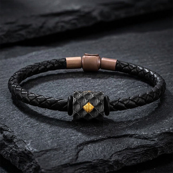 WorldNorse Handgefertigtes Lederarmband aus 999er Silber mit Drachenschuppenmuster - 20 cm - image 0