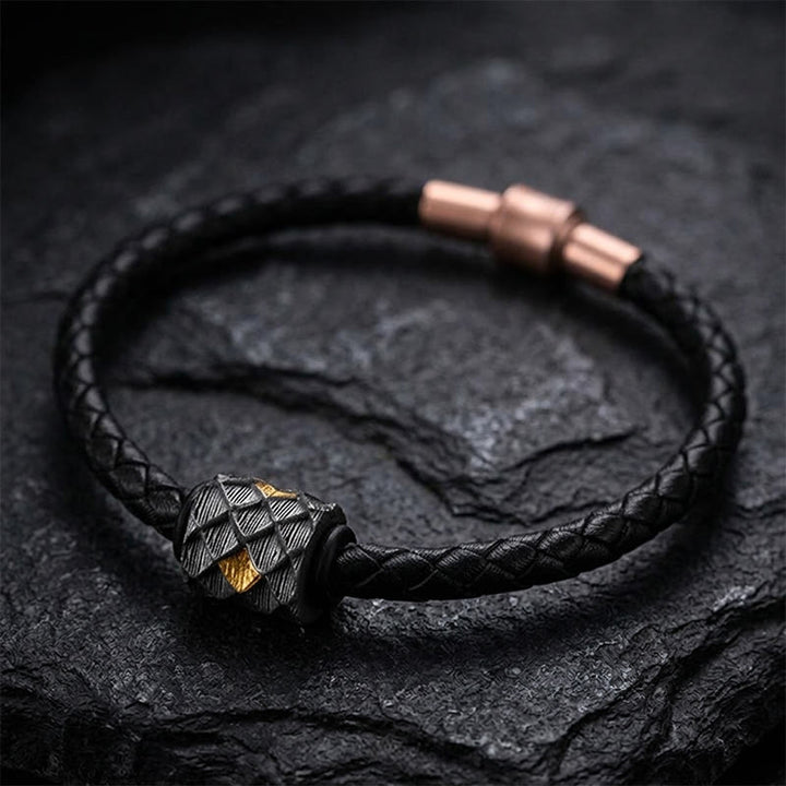 WorldNorse Handgefertigtes Lederarmband aus 999er Silber mit Drachenschuppenmuster - image 3