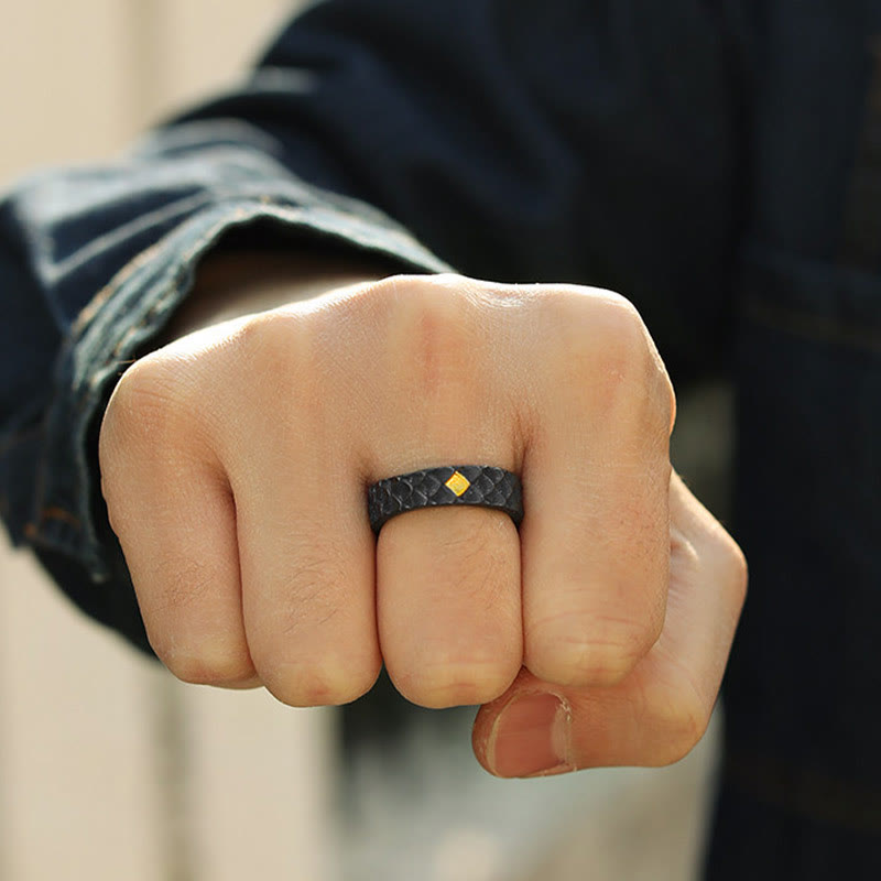 WorldNorse Handgefertigter offener Ring aus 999er Silber mit geprägtem Drachenschuppenmuster und Goldeinlage - image 6