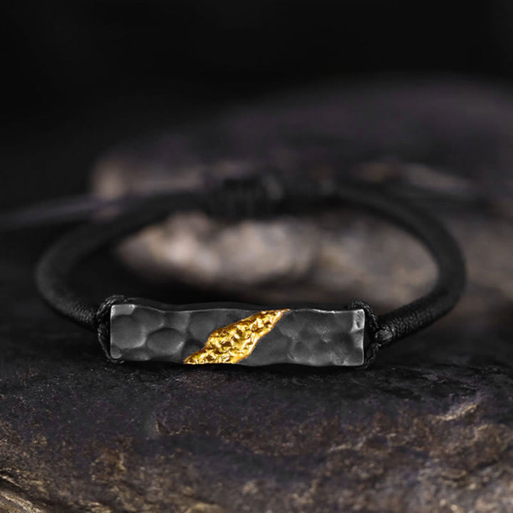 WorldNorse Handgefertigtes Armband aus 999er Silber mit Bergmotiv - Einstellbar - NEIN DANKE - image 0