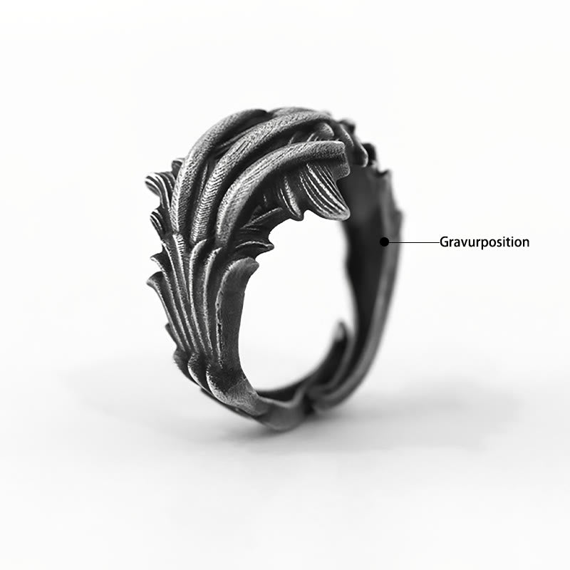 WorldNorse Handgefertigter Ring aus 999er Silber mit geschnitzter Feder und mehreren Lagen - Einstellbar - JA, BITTE - image 4
