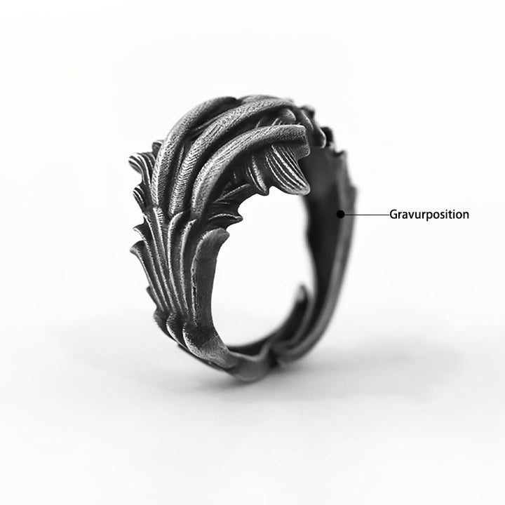 WorldNorse Handgefertigter Ring aus 999er Silber mit geschnitzter Feder und mehreren Lagen - Einstellbar - JA, BITTE - image 4