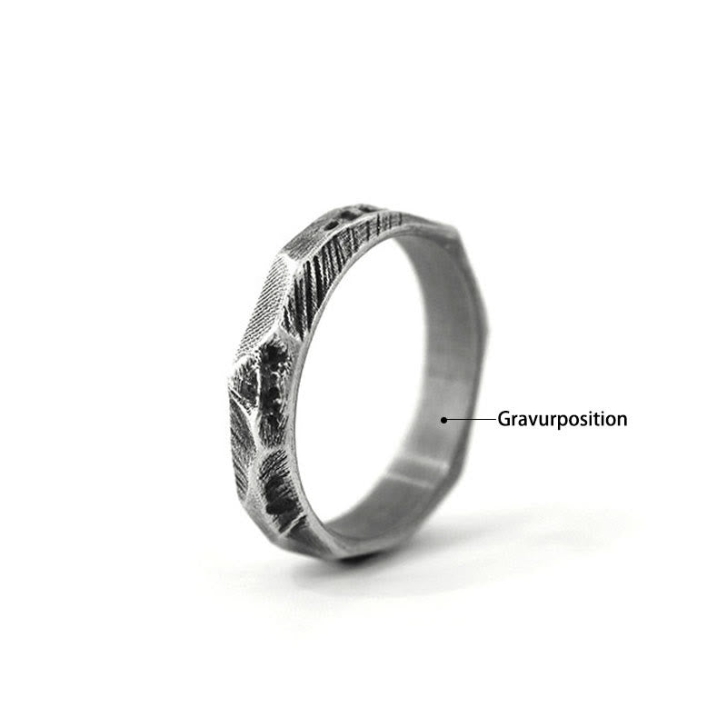 WorldNorse Handgefertigter Vintage-Ring aus 999er Silber mit geometrischem Hammerschlagmuster - 65mm - JA, BITTE - image 5