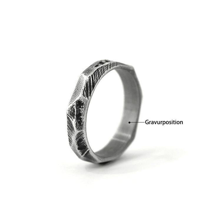 WorldNorse Handgefertigter Vintage-Ring aus 999er Silber mit geometrischem Hammerschlagmuster - 65mm - JA, BITTE - image 5