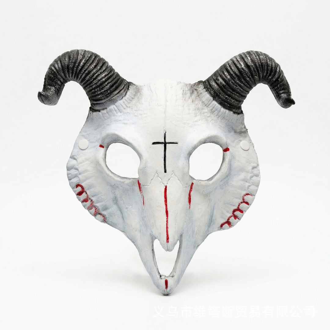 WorldNorse Gothic Ziegenschädelmaske für Cosplay Halloween Dekoration Requisite - Weiße + Rote Linie - image 11