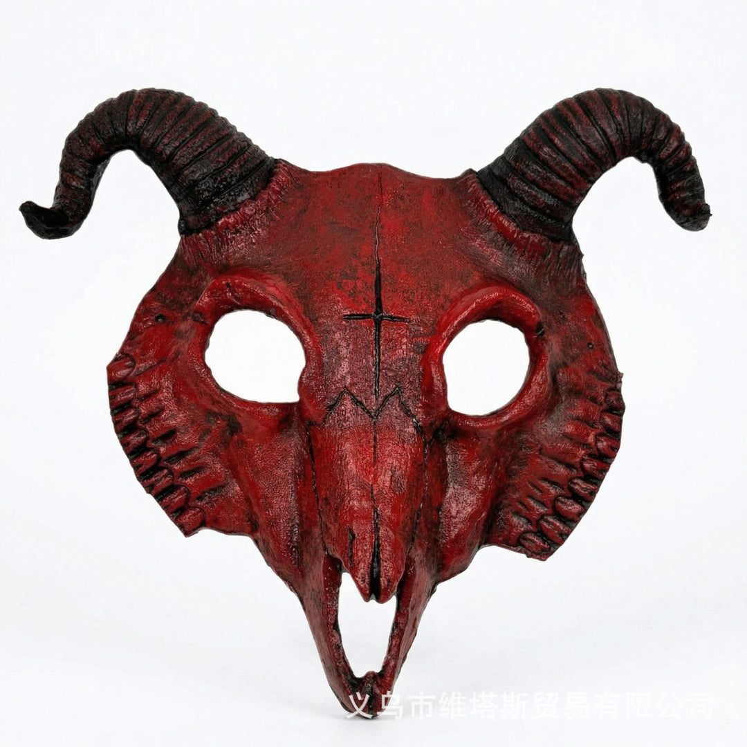WorldNorse Gothic Ziegenschädelmaske für Cosplay Halloween Dekoration Requisite - Rot - image 9