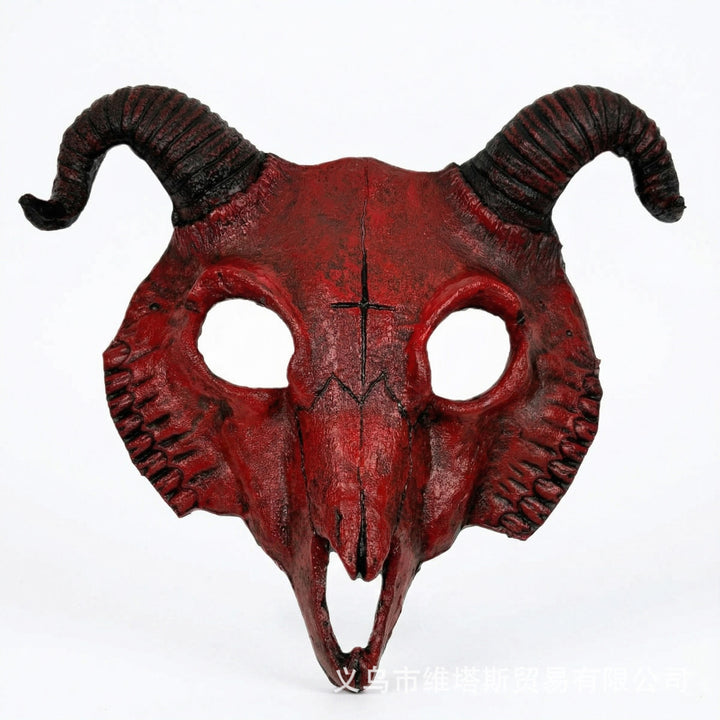 WorldNorse Gothic Ziegenschädelmaske für Cosplay Halloween Dekoration Requisite - Rot - image 9