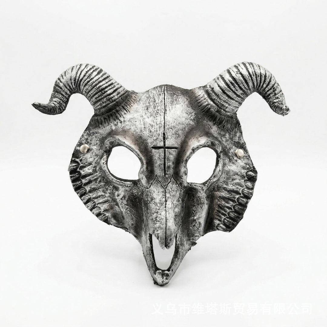 WorldNorse Gothic Ziegenschädelmaske für Cosplay Halloween Dekoration Requisite - Silberfarben - image 12