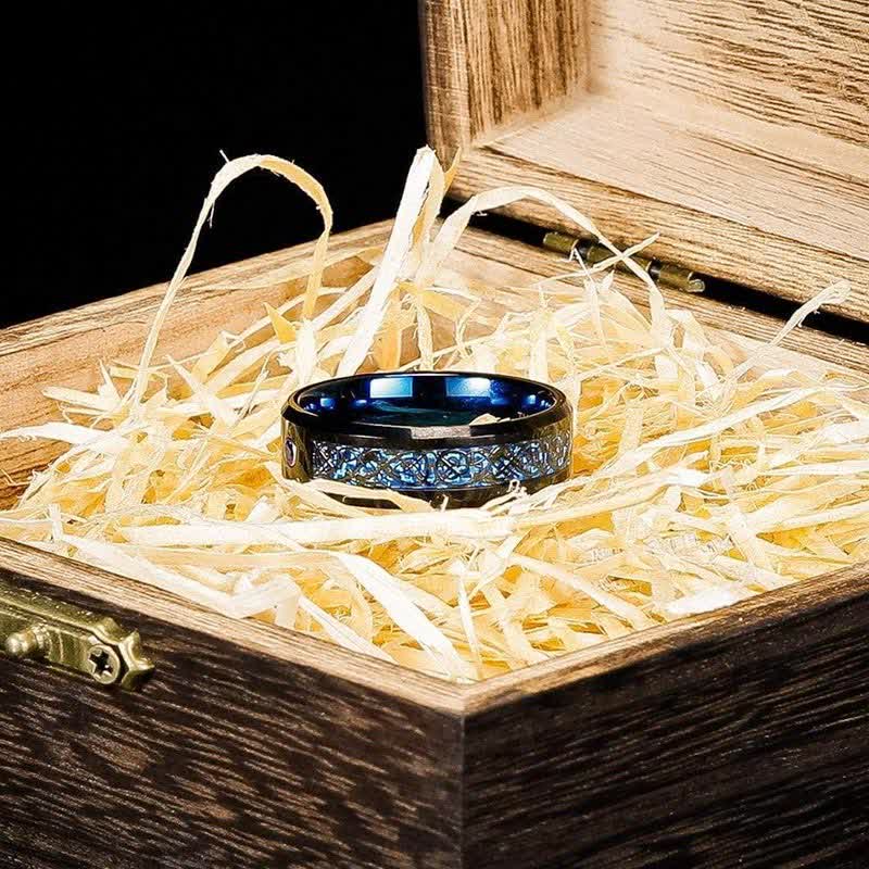 WorldNordischer Ring aus Legierung im Wikingerstil - Blau - 75mm - image 0