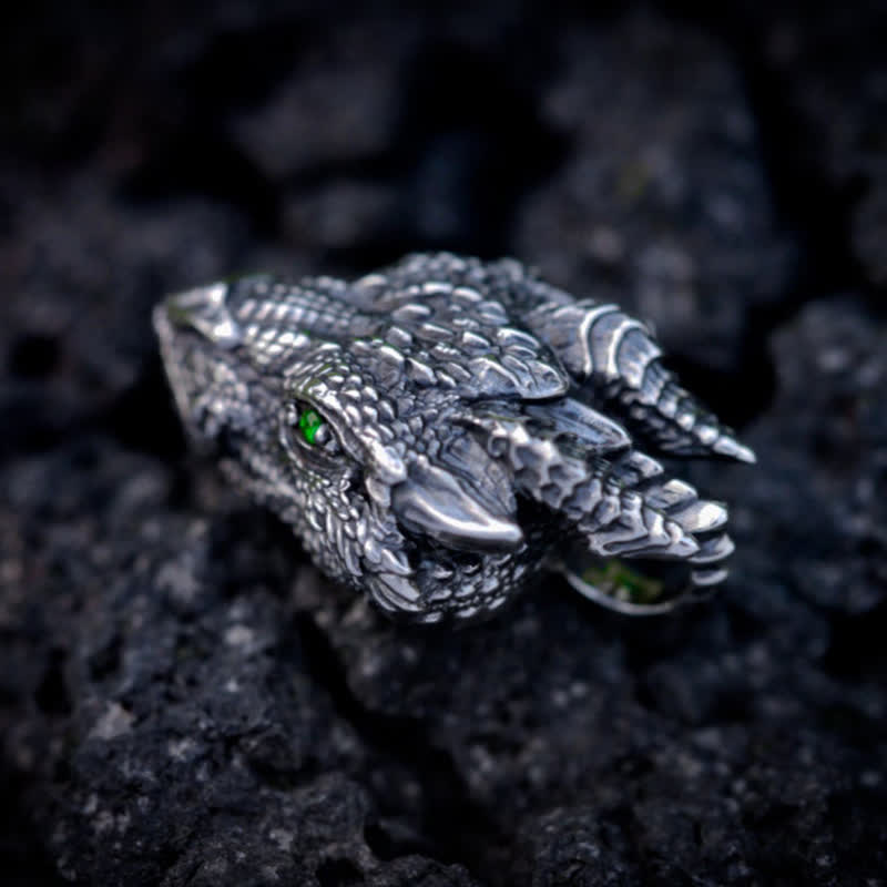 WorldNorse Wikinger-Halskette mit Drachenkopf und grünem Auge für Herren - image 5