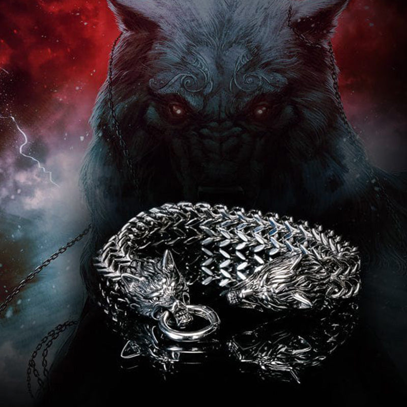 WorldNorse Wolf Wikinger Titanstahl-Stärkenarmband - image 1