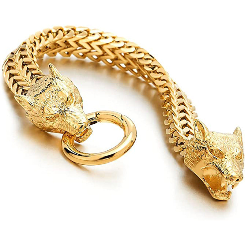 WorldNorse Wolf Wikinger Titanstahl-Stärkenarmband - 21 cm - Gold - image 23