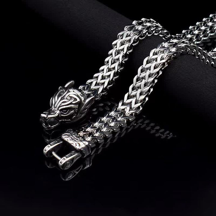 WorldNorse Wikinger-Armband mit Wolf aus Silber für Herren